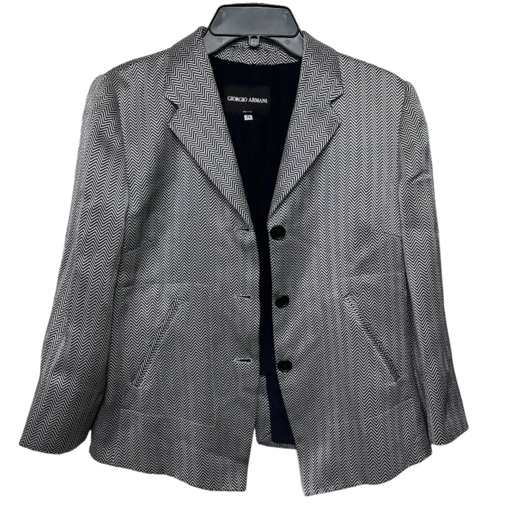 Giorgio‎ Armani Silk 3/4 Sleeves Blazer in Grey Size 38